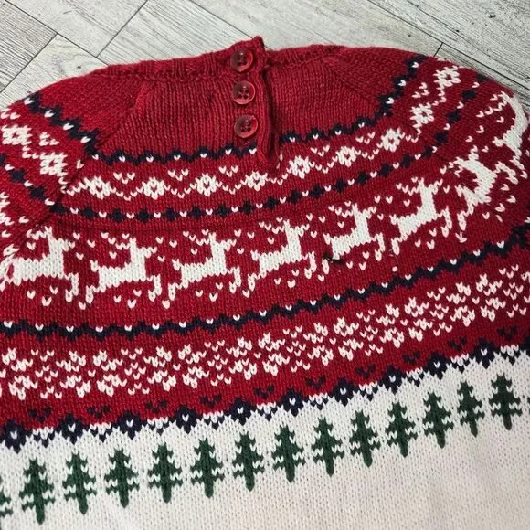Tahari Christmas Holiday Knit Sweater Onsie Coverall Set Matching Hat 3-6 Months